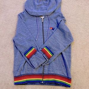 Aviator Nation Rainbow Rib Zip Hoodie